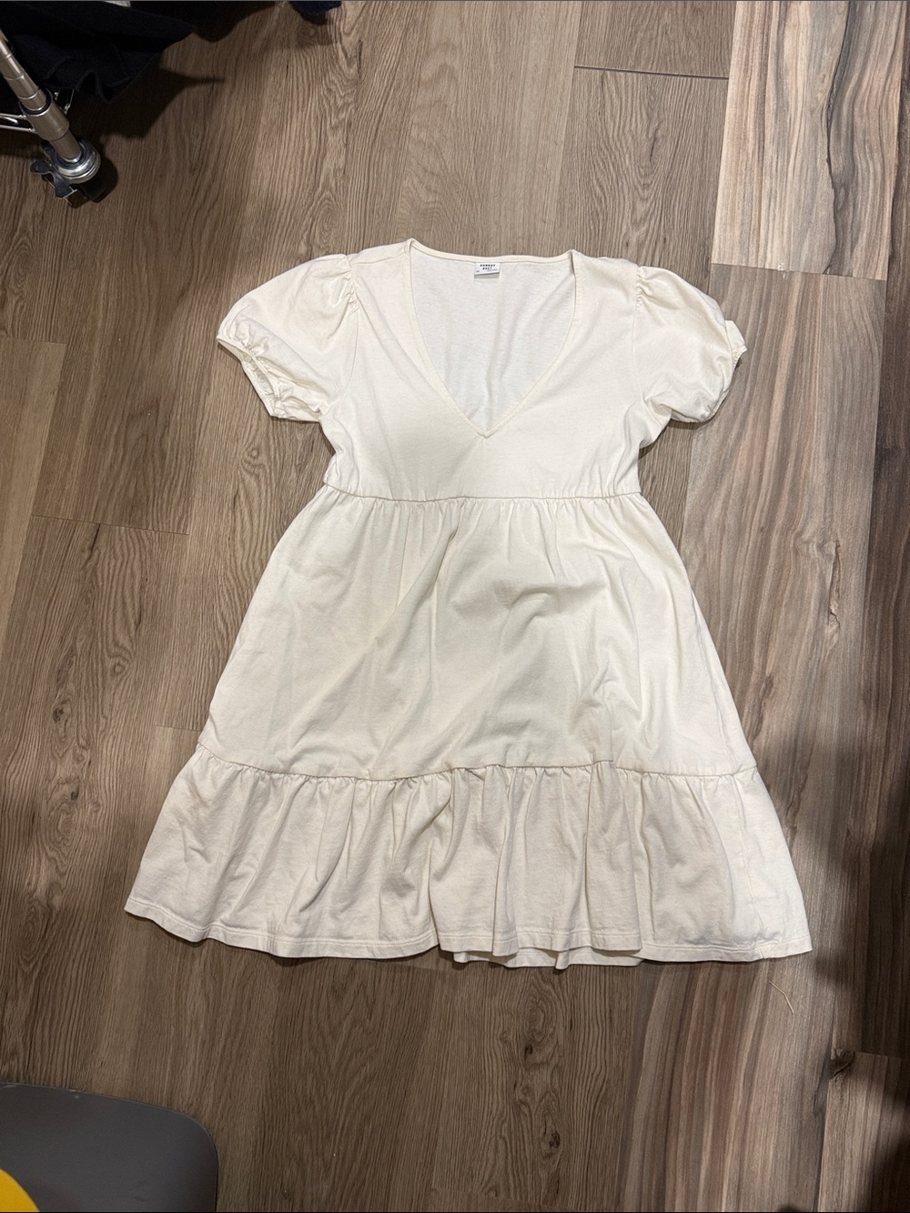 Sunday best Cream V-Neck Babydoll Dress